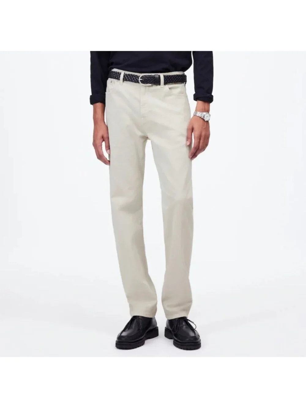 NWT FLAWED Madewell Allday 1991 Straight-Leg Pant 35x34 Beige Stretch Relaxed